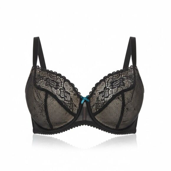Cacique Other - Lane Bryant Cacique Lightly Lined Balconette Bra Black Lace Underwire 44F